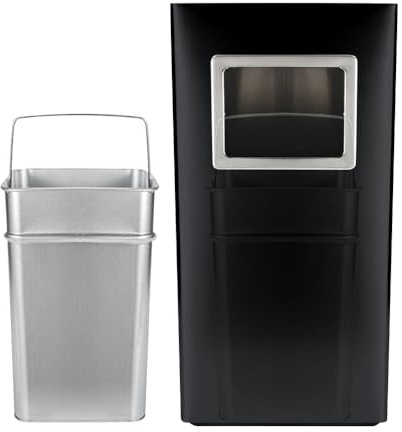 CICICOLA Poubelle en acier inoxydable, Poubelle amovible sur pied en acier inoxydable l, extérieur, intérieur et extérieur, Bacs à ordures de cuisine-Noir (1 PC) 30 * 24 * 60cm-48L