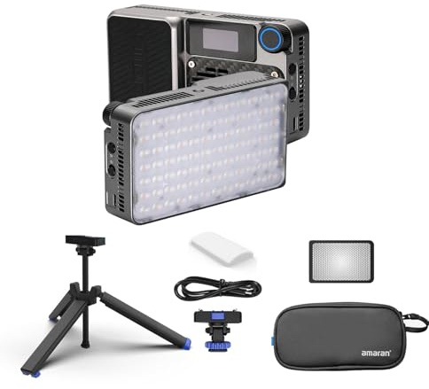 Amaran Ace 25x Kit Kamera-LED-Videoleuchte mit Stativ-Tragetasche, 25 W zweifarbig 2700–6500 K Taschenlampe, 4.500 mAh Akku mit PD-Aufladung für TikTok, Creator, Outdoor-Fotografie (Silber)