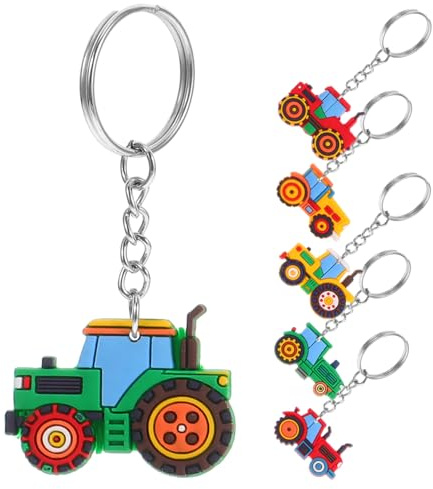 SUPVOX Porte-clés Tracteur Mignons en PVC et Alliage de Zinc Lot de 6 Décoratifs pour Garçon et Filles, Présent Aid Moubarak Garçon et Filles, Fête à Thème Ferme