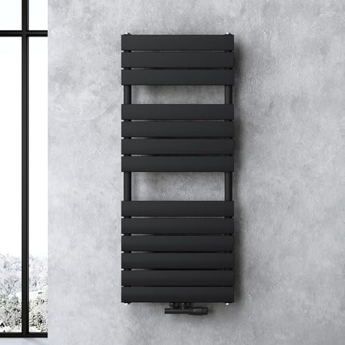 doporro Scaldasalviette da Parete per Bagno 120x50 cm, Radiatore Termoarredo Piatto in Acciaio ad Acqua Calda, Attacco Basso Centrale, Colore Antracite