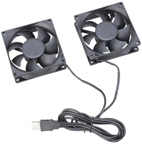 DOSERTY Ventilateur de refroidissement double USB haute performance 8025 pour ordinateurs de bureau et appareils électroniques 5 V 8 x 8 cm