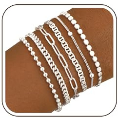 ZOERAY Armband Damen Gold Silber Set Wasserfest 18K Vergoldet Armbänder | Stapelbare Armkette Gold Silber,Verstellbare Mehrere Armbander Twist Figaro Schlange,Modeschmuck Geschenk Set Frauen Mädchen