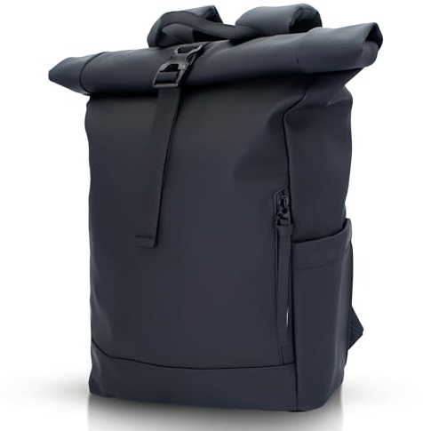 iNeq Roll Top Backpack Water Resistant Men and Women with Padded 15.6 Laptop & Tablet Compartments | Versatile Rolltop Rucksack | Expandable Travel Backpack for Work, School & Outdoors