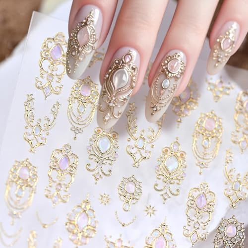 Nagelsticker Deko, Nagel Dekoration Aufkleber, Selbstklebende Nagelaufkleber Damen, Nail Art Sticker Selbstklebend, für Frauen, Mädchen, Nagelzubehör für Halloween und Karneval(B)