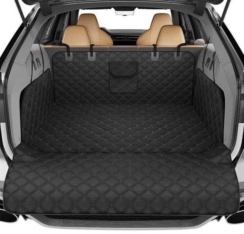 Simple Trending SUV Cargo Liner for Dogs, Waterproof Dog Car Seat Cover Mat for SUVs Sedans Vans, Universal Fit Pet Trunk Cover with Non-Slip Bumper Flap Protector, Black