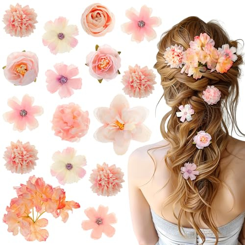 Kiiwah 16 Pièces Pince Cheveux Fleur Hawaïenne pour Femmes et Filles, Barrette Artificielle Bohême Barrette Fleur Été Barrette à Cheveux pour Coiffure de Carnaval Danseuse Plage Fête Mariage