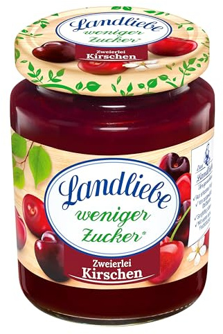 Landliebe weniger Zucker Fruchtaufstrich 2erlei Kirsche, Brotaufstrich 180g