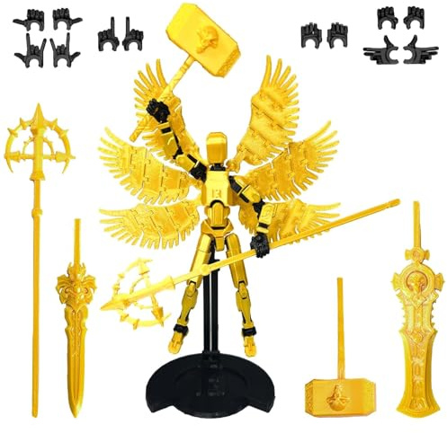 HTTDSLF T13 Action Figure Satz, 3D-Gedruckter Mehrgelenke, Dummy 13 Actionfigur (Zusammengebaut), 3D Druck Actionfiguren, Desktop-Dekorationen für Spielliebhaber Spielzeug, Gold1