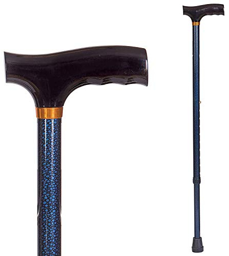 DMI Lightweight Aluminum Adjustable Walking Cane with Derby-Top Handle for Men and Women, Blue Ice