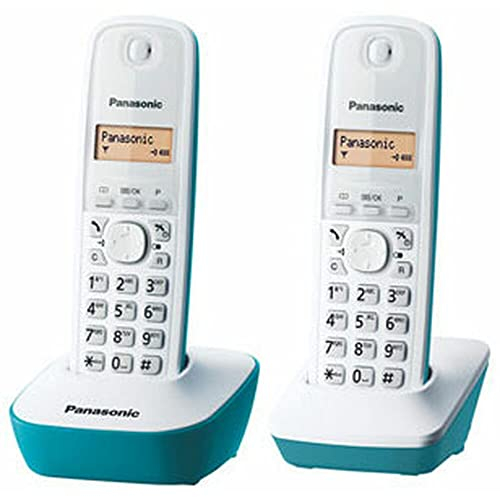 Panasonic KX-TG1612FRC, Telefono Duo cordless DECT senza segreteria, Colore Bianco e Azzurro [Versione Francese]