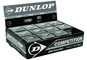 DUNLOP Squashbälle – Wettkampf, Schwarz/Single Yellow Dot