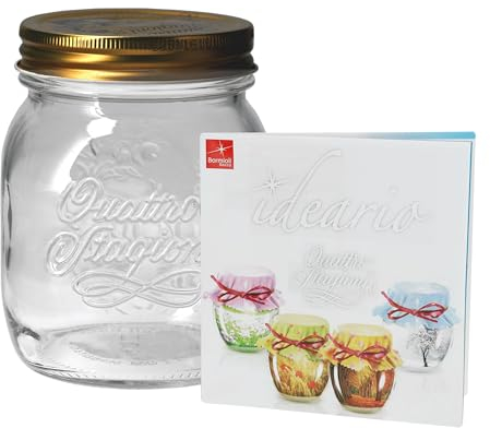 MamboCat Quattro Stagioni Glas 0,70l Vorratsglas Einmachglas incl. Bormioli Rezeptheft