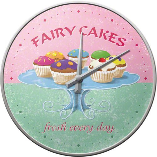 Nostalgic-Art 51051 Home und Country Fairy Cakes, Fresh every Day, Wanduhr, 31 cm