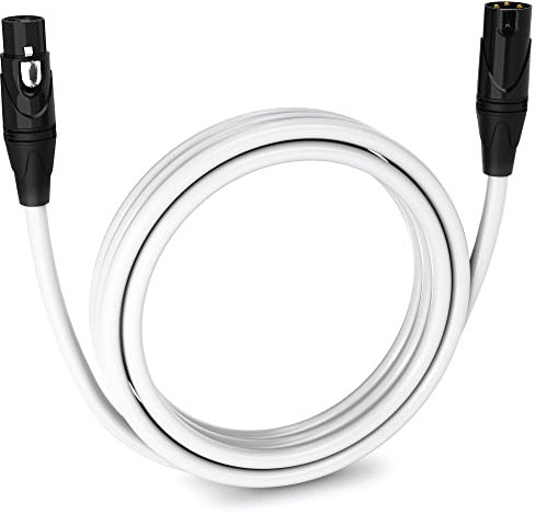 LyxPro Balanced XLR Cable 3.0m Premium Series Professional Microphone Cable, Powered Speakers and Other Pro Devices Cable, White
