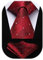 HISDERN Krawatten Dunkelrot Herren Formelle Klassische Krawatte mit Einstecktuch Hochzeit Karierte Herrenkrawatte und Taschentuch Set für Männer