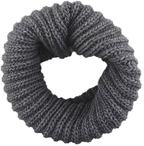 TigerTie Loop Schal anthrazit einfarbig - Rundschal Grobstick Rippen-Optik