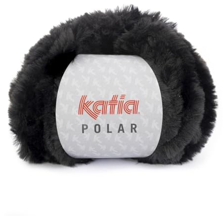 Katia Polar Fb. 87 - negro, 100g Flauschwolle zum Stricken und Häkeln, Wolle Felloptik