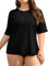 CharmLeaks Ladies Plus Size Rash Vest Top Short Sleeve UV Protection Rashguard Black(Size: XX-Large Plus)