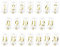 wYw Mellilu Tischnummern Tischkarten, Transparent Gold, 7x12 cm, 20 St, goldfarben