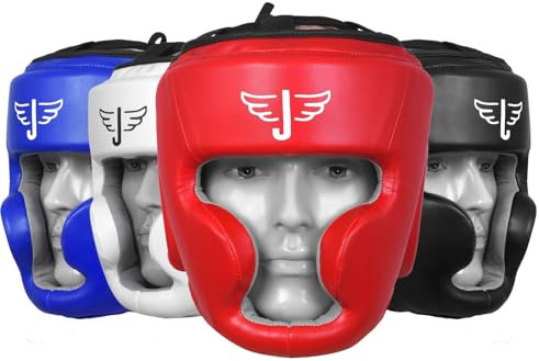 JAYEFO Sport-Kopfschutz für Boxen, MMA, Kickboxen, Muay Thai, Selbstverteidigung, Training, Schutzhelm, Kampfsport, für Jugendliche, Männer und Frauen, Rot, Größe L/XL