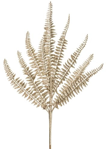 19in Glittered Artificial Sword Fern Stem -Champagne (Pack of 24)