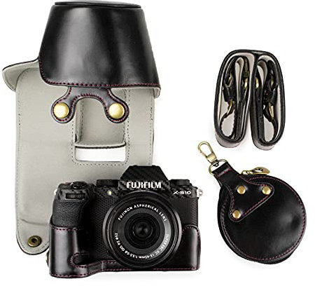 MUZIRI KINOKOO Fuji X-S10 Étui en Cuir PU pour Fuji X-S10 et Objectif de 15 à 45 mm avec Sac de Rangement, Noir, Modern, Noir, Modern