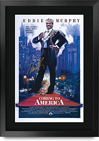 HWC Trading Eddie Murphy Poster mit Autogramm und Autogramm für Fans von Filmen, A3, gerahmt