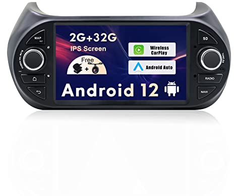 SXAUTO Android 13 IPS Autoradio Passt für FIAT Fiorino/Qubo/Citroen Nemo/Peugeot Bipper - Wireless CarPlay/Android Auto - Kamera Canbus KOSTENLOS - 2G+32G 2 Din - DAB Lenkradsteuerung 4G WiFi BT