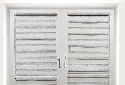 TROYAHOME® Doppelrollo Klemmfix Ohne Bohren Duo Rollo Fenster Rollo Easyfix (Silber Grau, 40 x 150 cm (Stoffbreite 37 cm)