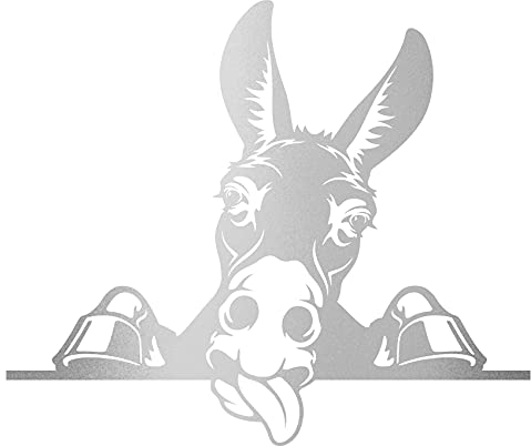 Aufkleber Peeking Animals Tiere Deko Sticker selbstklebend wasserfest für Auto Kühlschrank Laptop Koffer Autoaufkleber K151 (Silber, 03 Esel)