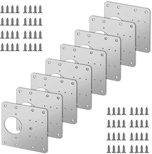 wuupoo 8 pièces plaque de réparation de charnière d'armoire en acier inoxydable avec 48 vis