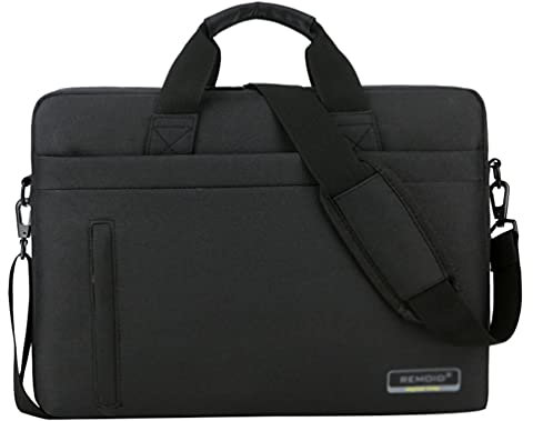 Angyu Laptophülle Laptoptasche mit Schulterriemen&Gepäckgurt Tragbar Notebooktasche kompatibel PC Laptop Schutztasche (Schwarz#1,39*29*6cm)