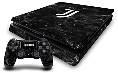 Head Case Designs Offizielle Juventus Football Club Marmor Schwarz Kunst Vinyl Haut Gaming Aufkleber Abziehbild Abdeckung kompatibel mit Sony PlayStation 4 PS4 Slim Console and DualShock 4 Controller