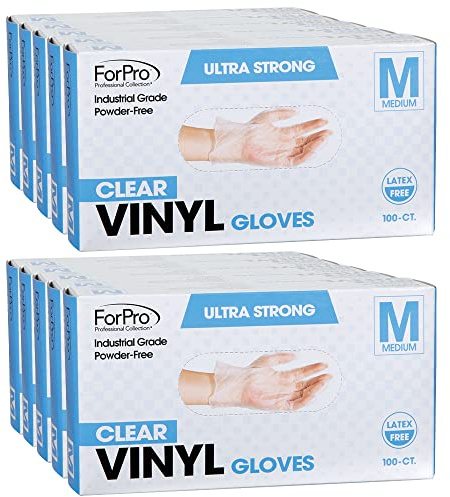 ForPro 100ct/10pk Gloves, 2.75 mil. Palm/3.9 mil. Fingers/Medium, Clear