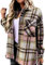 YMING Femme Chemise à Carreaux à Manches Longues Décontracté Chemise à Carreaux Chemisier Boyfriend Chemisier Boutonné Chemise Loisirs Rose M
