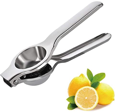 Manual Lemon Squeezers - Heavy Duty Stainless Steel - Juice Extractor Single Press Handheld Lime Squeezer Citrus Juicer hand - Quick and Effective Juicing, Super Easy to Clean, Silver