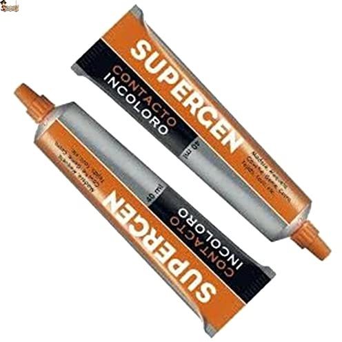 BricoLoco Pegamento de contacto Supergen extrafuerte. 40 ml. ¡¡¡Incoloro transparente!!!. Suela zapatos, calzado, madera. Uniones resistentes y duraderas. Bricolaje y reparación. (2, 40 ml.)