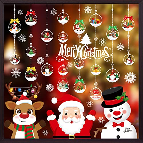 237 Stück Weihnachten Fenstersticker, Weihnachten Fensterbilder, Doppelseitige Wiederverwendbare Statisch Haftende PVC Aufkleber für Glasfenster Weihnachten Dekoration (10 Blatt, 20x30cm)