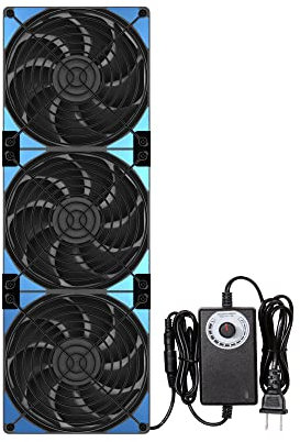 120mmx3 360mm Adjustable Computer PC Vent Fans 3-12V Speed Controller for Chicken Coop Rack Space Window Wall Cabinet Server Mining Rig Exhaust Cooling