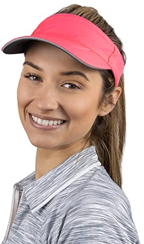 TrailHeads Visor Cap Damen - Sonnenschild Damen zum Laufen, Golf und Tennis – Recyceltes Tennis Cap Damen - Helle Koralle