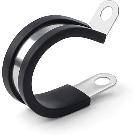 PADTON 12 Pack 1 3/4 Inch Stainless Steel Cable Clamps, Metal Pipe Clamps Wire Clamps Conduit clamps for Tube, Pipe or Wire Loom Installation, Rubber Cussioned