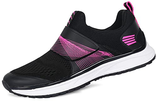 Pairobin Damen Indoor Outdoor Fahrradschuhe Bequem Atmungsaktiv Kompatibel mit SPD Cleats, Schwarz, 39 EU