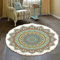Vintage Boho Baumwolle Teppiche Mandala Muster Waschbar Handgewebte Böhmische Runder Teppich mit Quasten für Schlafzimmer Flur Wohnzimmer Couchtisch Fußmatten,Waschmaschinenfest,120CM Blumen #23