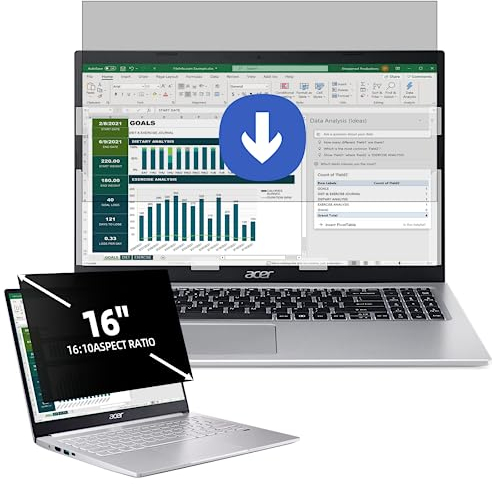 Laptop Sichtschutz 16 Zoll Seitenverhältnis 16:10, Anti Blaulicht Blendschutz Displayschutz, Abnehmbarer Blickschutzfolie Sichtschutzfilter Kompatibel mit Lenovo/HP/Dell/Acer/Samsung/Asus/Toshiba