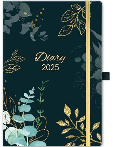 Academc Diary 2025-2026 - A5 Diary 2025-2026 Week to View from August 2025 to July 2026, with Pen Loop, Hard Cover and Back Pocket, 21.3 x 14.7 x 1.6 cm, Leaf…