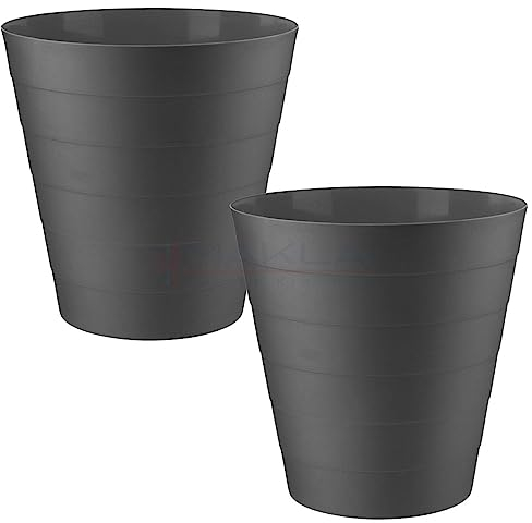 MAKREL 6 Litre Round Plastic Rubbish Bin for Bedrooms, Bathrooms, Kitchens, Home Offices, Dorm Rooms and More. Lightweight Circular Waste Basket Trash Can. (Black, 2)