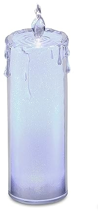 formano Weihnachtskerze beleuchtet Bollweg LED Kerze 7x13 Acryl Silber-weiss-Deko Kerze 7x13cm aus Acryl mit weissem LED-Licht silberner/weiß Folie Timerfunktion