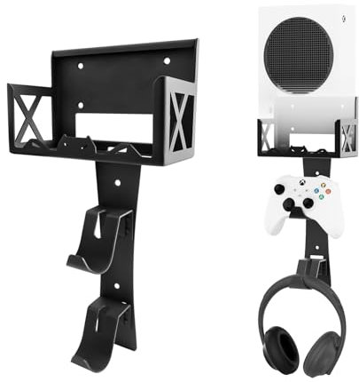BracNova Kit di montaggio a parete per Xbox Series S, supporto in acciaio include supporto per controller staccabile e supporto per cuffie (non per Xbox ONE S)