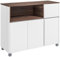 HOMCOM Aparador Blanco Buffet para Salón Armario Auxiliar de Comedor con Cajón 3 Puertas Estante Almacenaje y Estante Ajustable Cocina 105x39x83 cm Blanco y Nogal