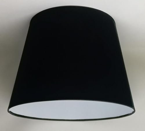 40 cm Pantalla, Tela de Algodón, respaldo de PVC Blanco, Producto Hecho a Mano, para Lámpara de Mesa, Lámpara de Pie (Negro)